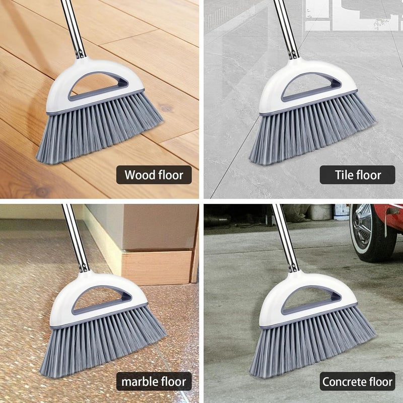 BAOYINGTE Angle Broom for Hardwood Floors - Soft Bristled Kitchen Broom, Indoor & Office Use (Off White) - Image 3